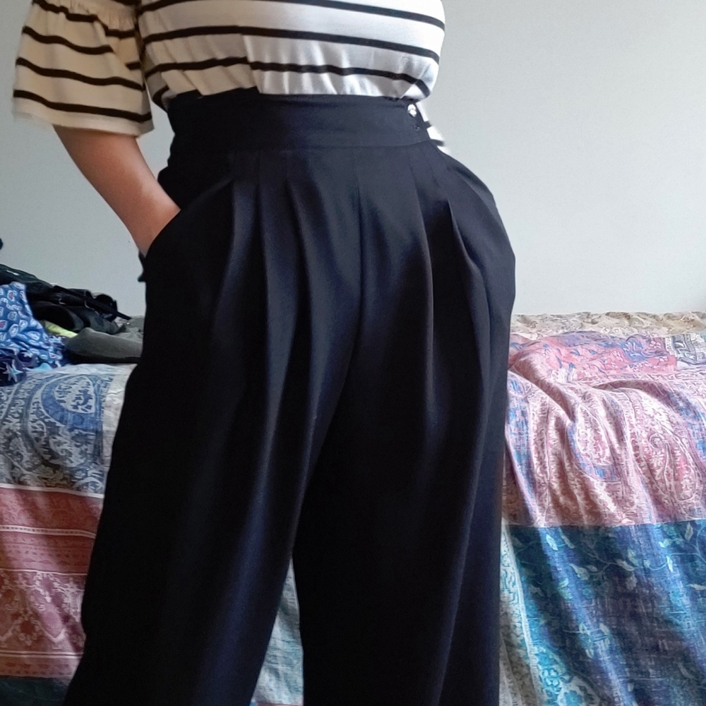 Wide leg black dress pants